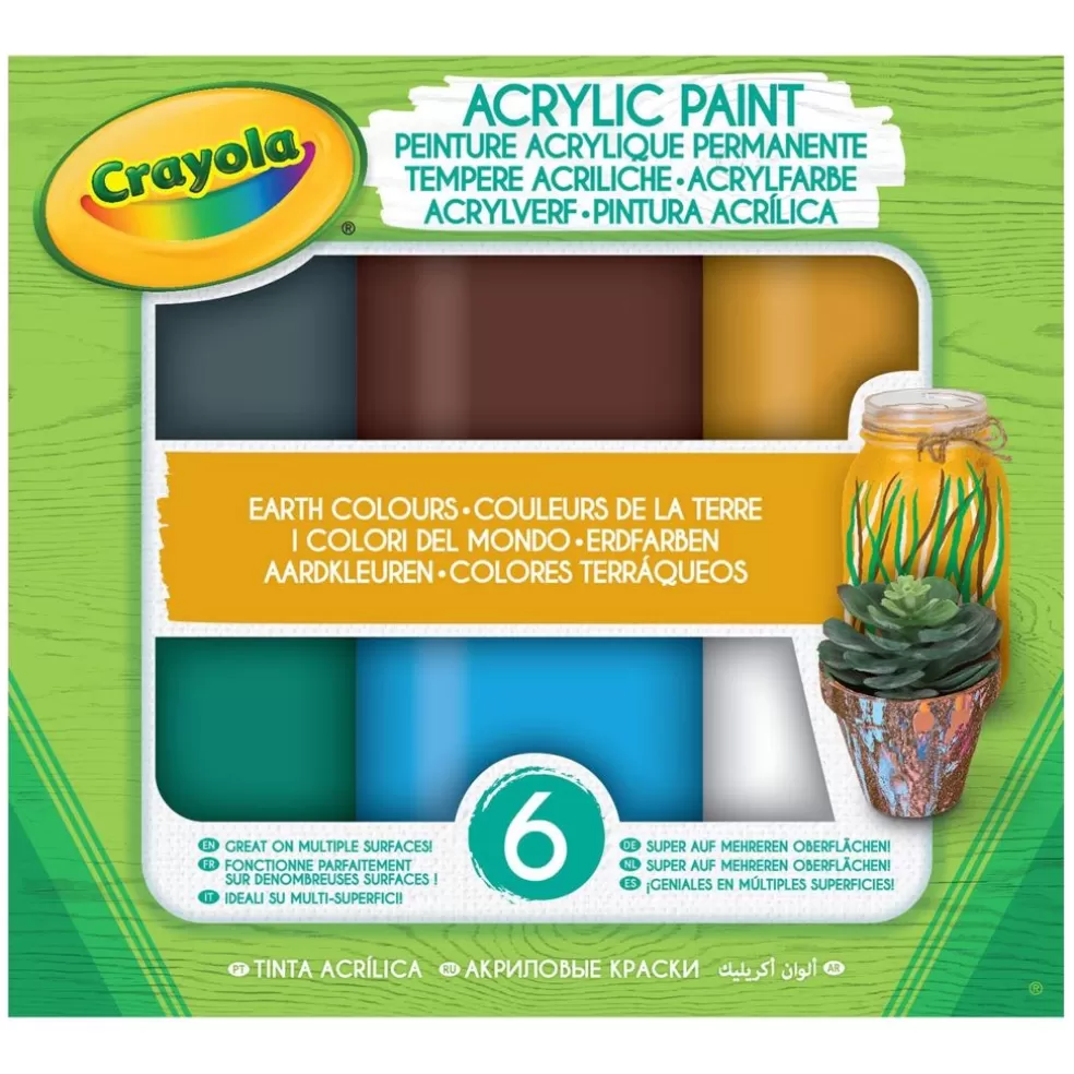 Crayola Sinterklaas Cadeau 11 - 12 Jaar* Acrylverf - Aarde Tinten, 6 Stuks