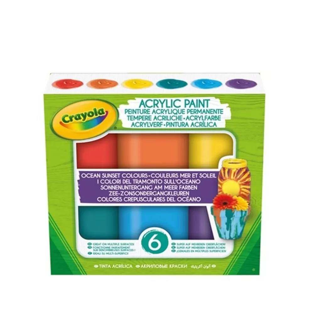 Crayola Sinterklaas Cadeau 11 - 12 Jaar* Acrylverf - Ocean Sunset Tinten, 6 Stuks