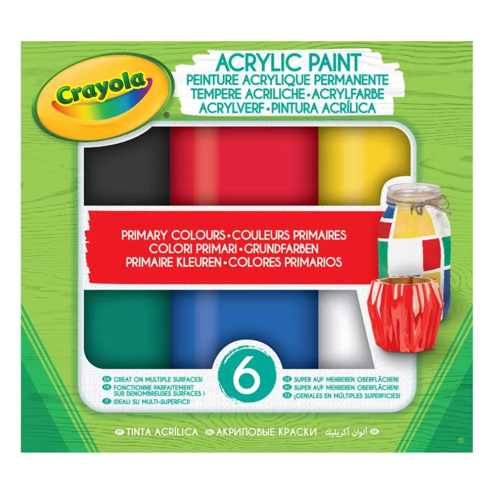 Crayola Sinterklaas Cadeau 11 - 12 Jaar* Acrylverf - Primaire Tinten, 6 Stuks