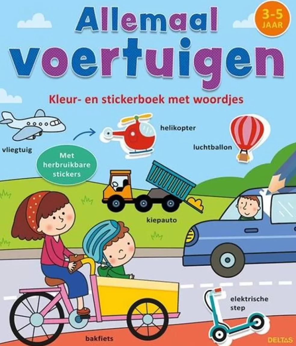 Deltas Sinterklaas Cadeau 5 - 6 Jaar* Kleur- En Stickerboek Met Woordjes - Allemaal Voertuigen