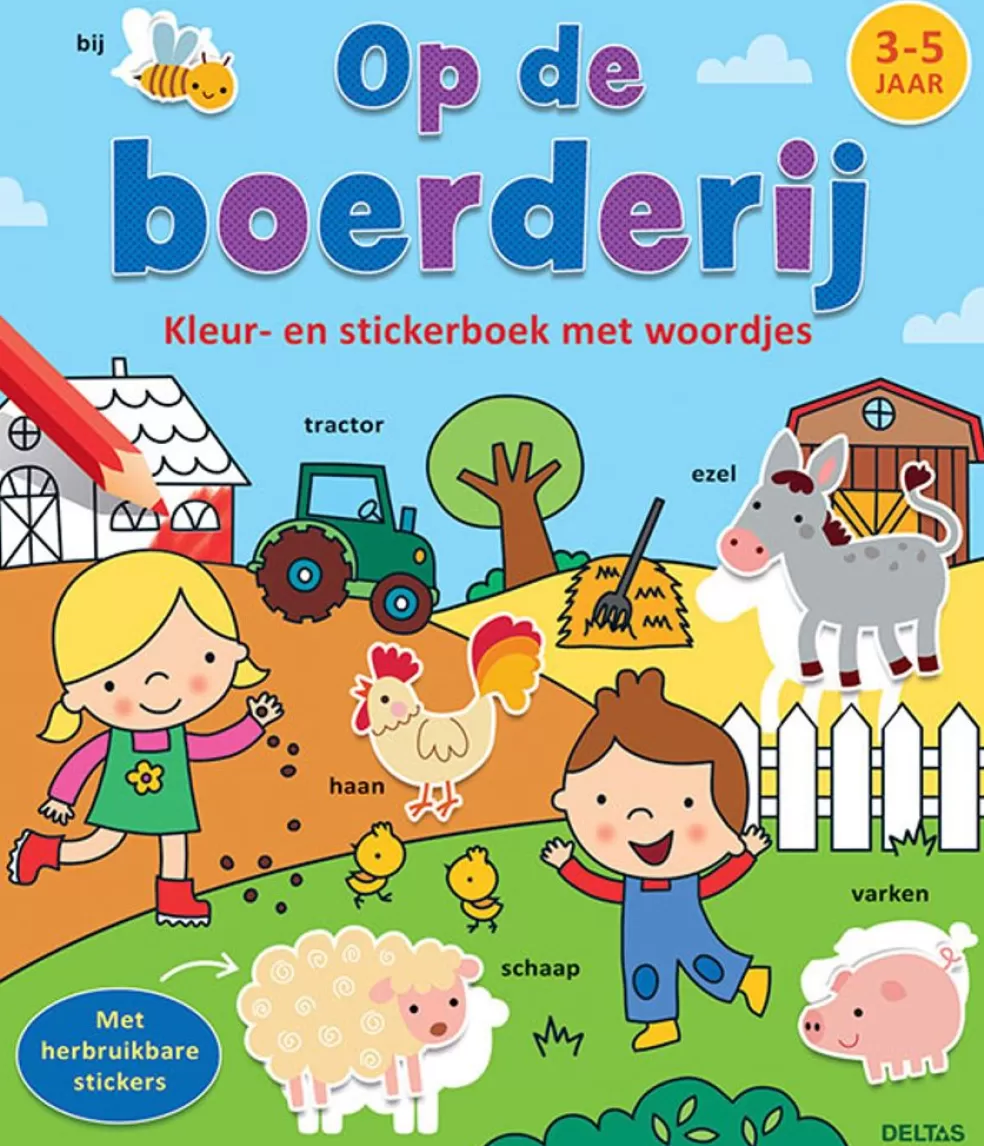 Deltas Sinterklaas Cadeau 5 - 6 Jaar* Kleur- En Stickerboek Met Woordjes - Op De Boerderij (3-5 Jaar)