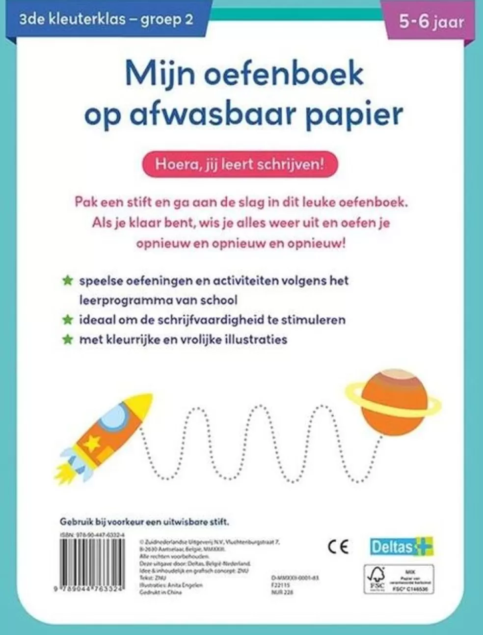 Deltas Sinterklaas Cadeau 5 - 6 Jaar* Mijn Oefenboek Op Afwasbaar Papier - Leuke Schrijfspelletjes (5-6 Jaar, Groep 2)