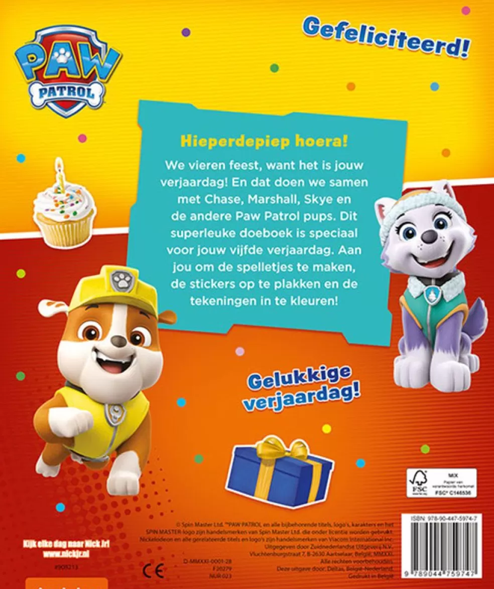 Deltas Sinterklaas Cadeau 5 - 6 Jaar* Verjaardagsboek - Paw Patrol Hoera, 5 Jaar