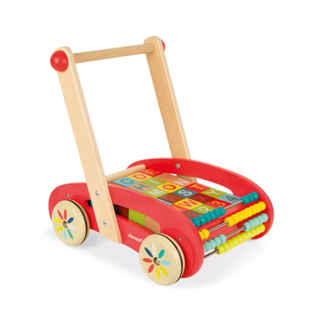 Janod Sinterklaas Cadeau 0-2 Jaar* Abc Buggy/Duwkar Met 30 Blokken