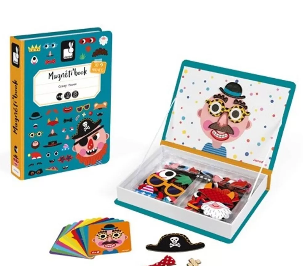 Janod Sinterklaas Cadeau 7 - 8 Jaar* Magnetibook - Gekke Gezichten Jongens