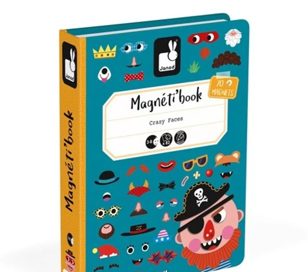 Janod Sinterklaas Cadeau 7 - 8 Jaar* Magnetibook - Gekke Gezichten Jongens