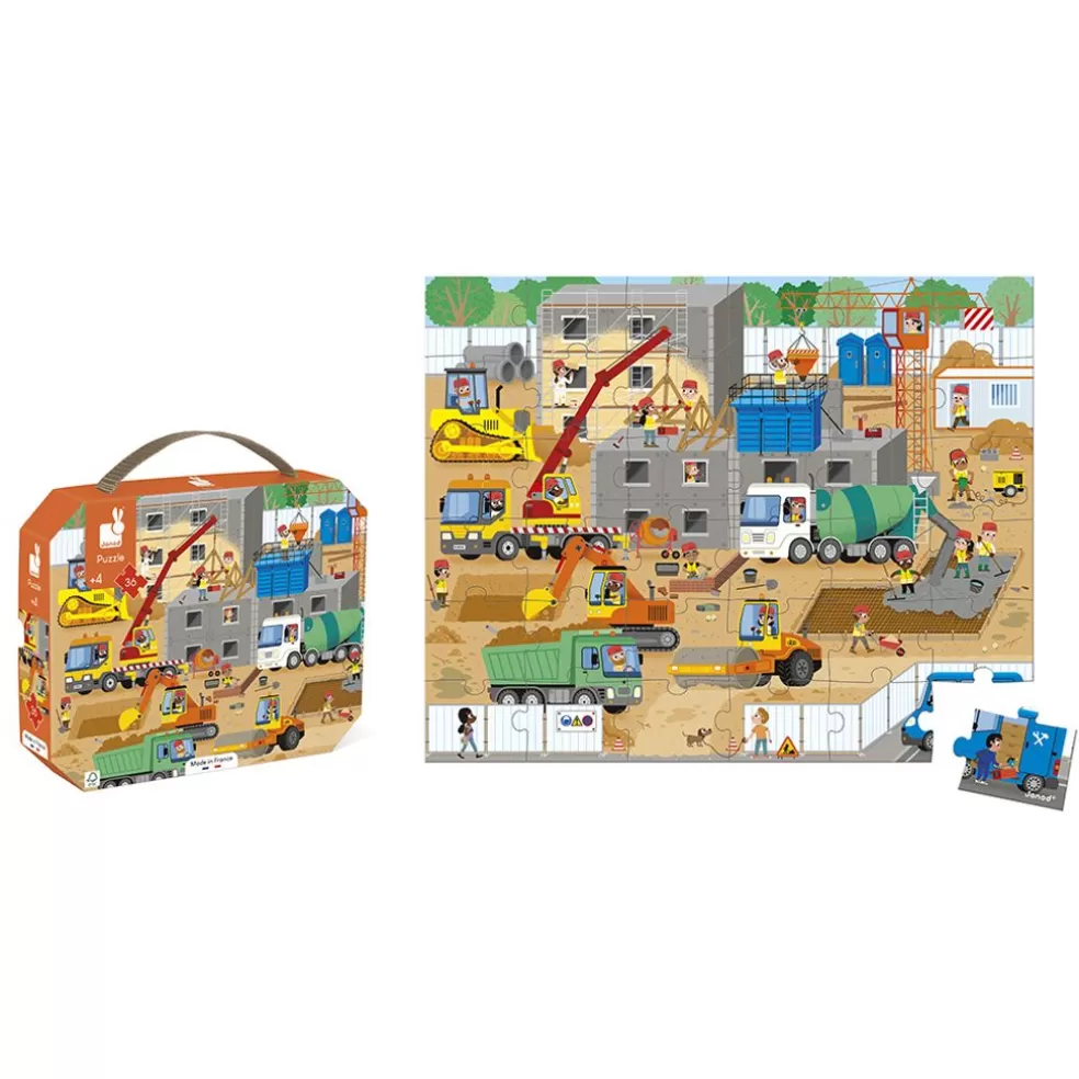 Janod Sinterklaas Cadeau 7 - 8 Jaar* Puzzel - Op De Bouwplaats (36 Stukjes)