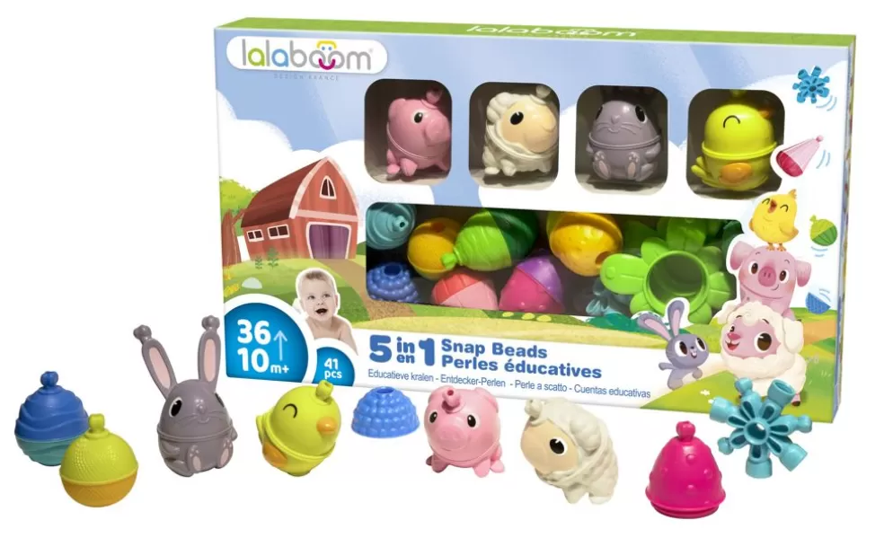 Lalaboom Sinterklaas Cadeau 3 - 4 Jaar* Educatieve Kralen En Accessoires - Boerderij (41 Stuks) 4 Dieren