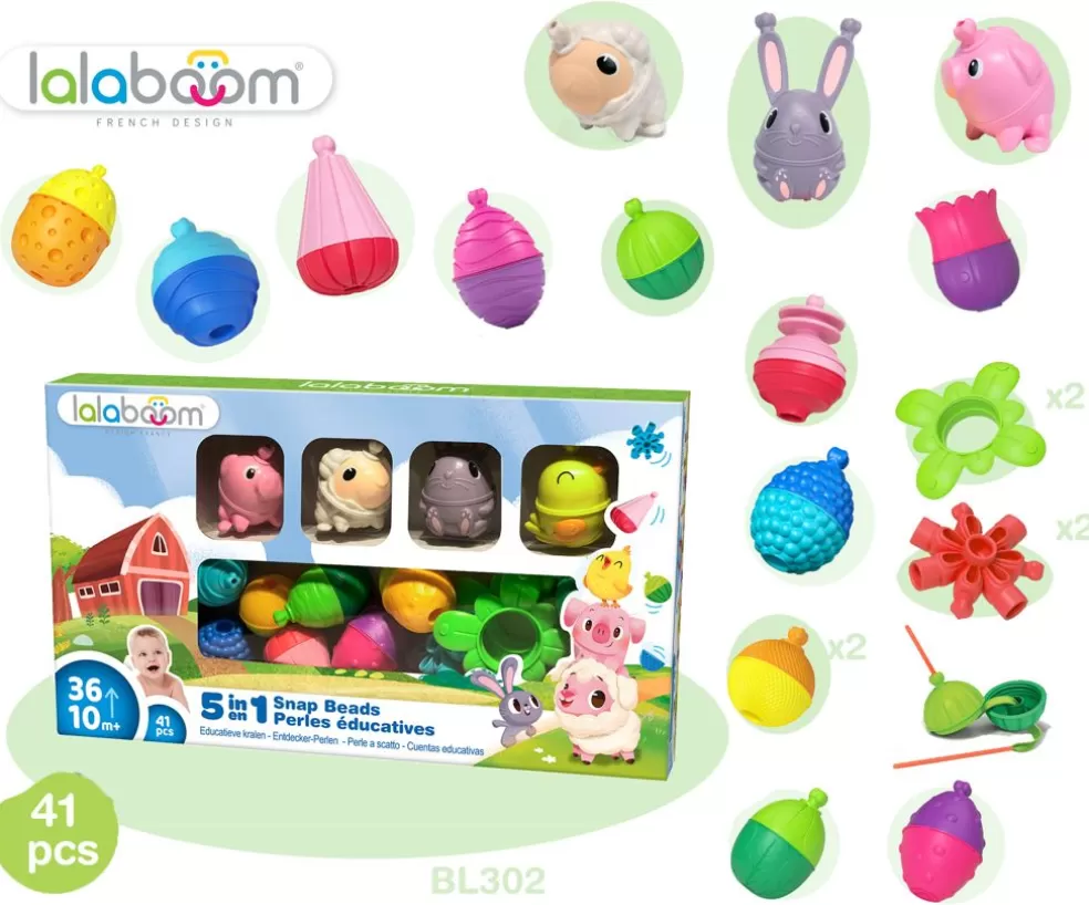 Lalaboom Sinterklaas Cadeau 3 - 4 Jaar* Educatieve Kralen En Accessoires - Boerderij (41 Stuks) 4 Dieren