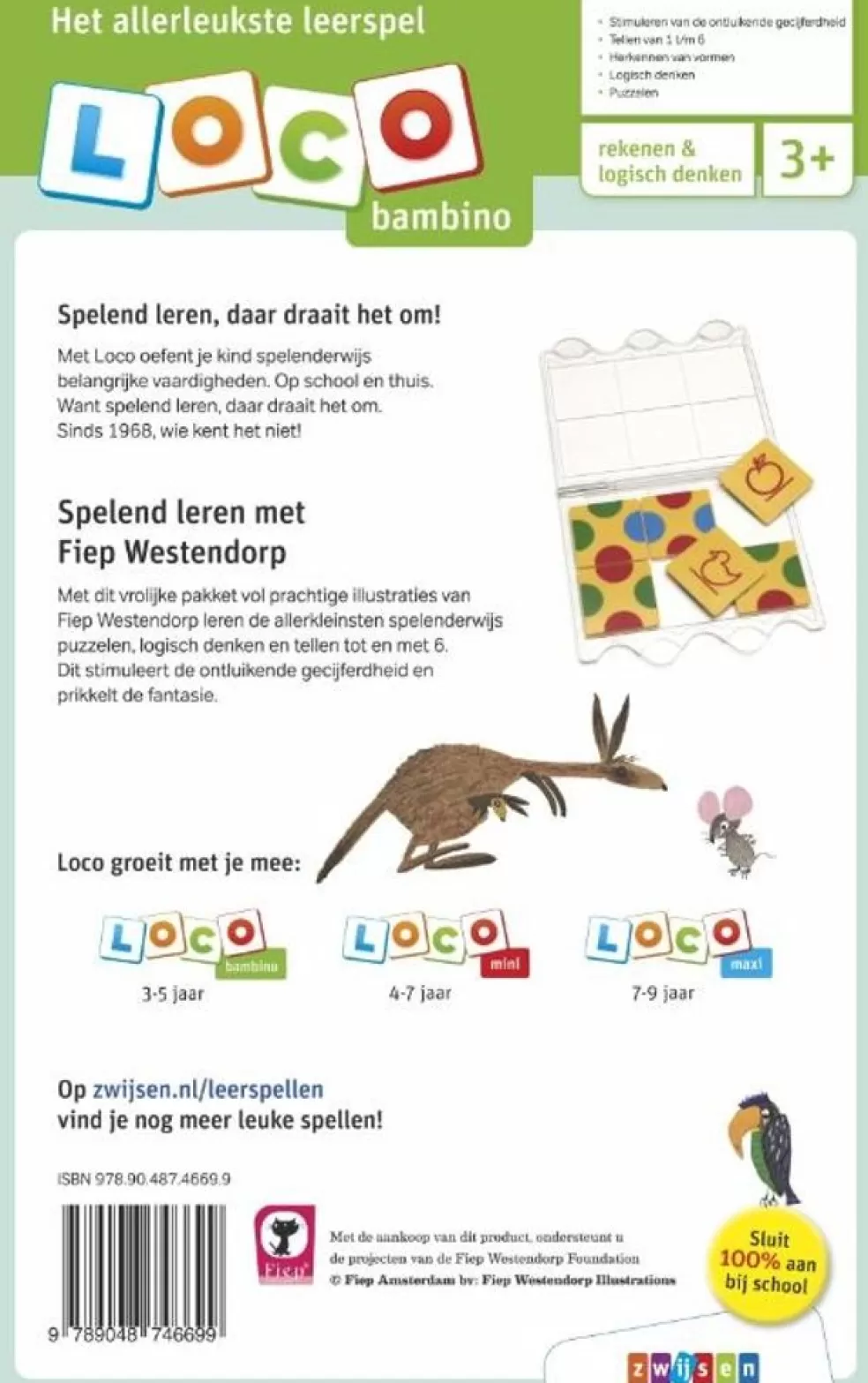 Loco Sinterklaas Cadeau 3 - 4 Jaar* Fiep Westendorp Pakket - Basisdoos En 2 Boekjes - Spelen En Tellen Met Dieren (Bambino)