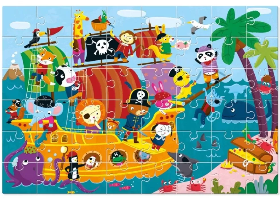 Ludattica Sinterklaas Cadeau 7 - 8 Jaar* Giant Puzzel - De Piratenboot (48 Grote Stukken)