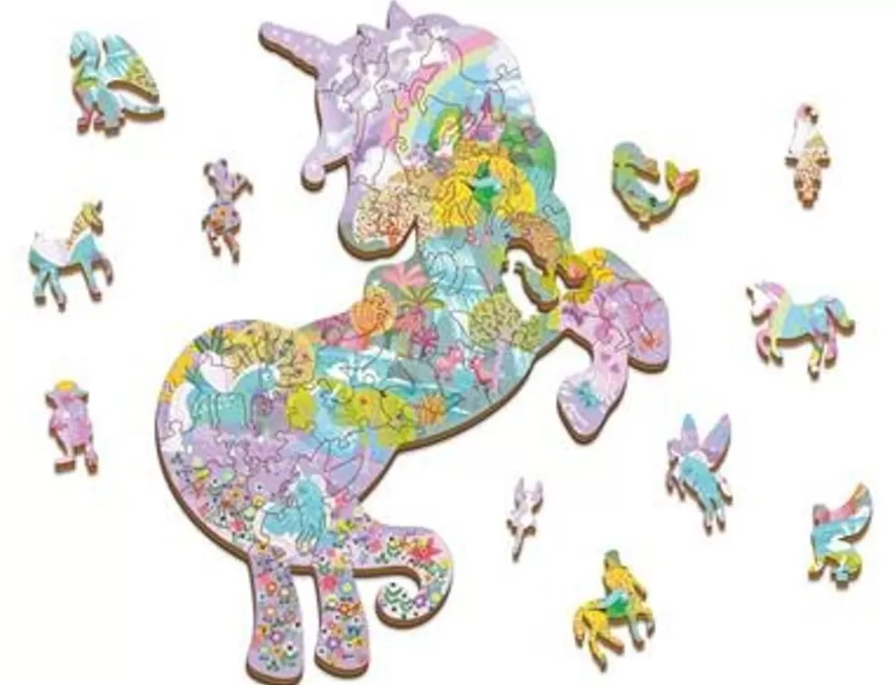 Ludattica Sinterklaas Cadeau 11 - 12 Jaar* Houten Puzzel - Landschap In De Vorm Van Een Eenhoorn (48 Stuks Incl 12 Vormen)