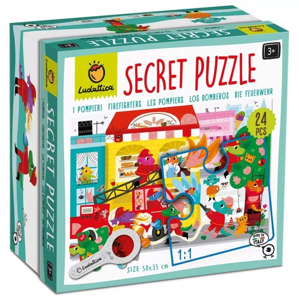 Ludattica Sinterklaas Cadeau 5 - 6 Jaar* Puzzel Met Geheimen - Brandweer( 24 Stukjes)