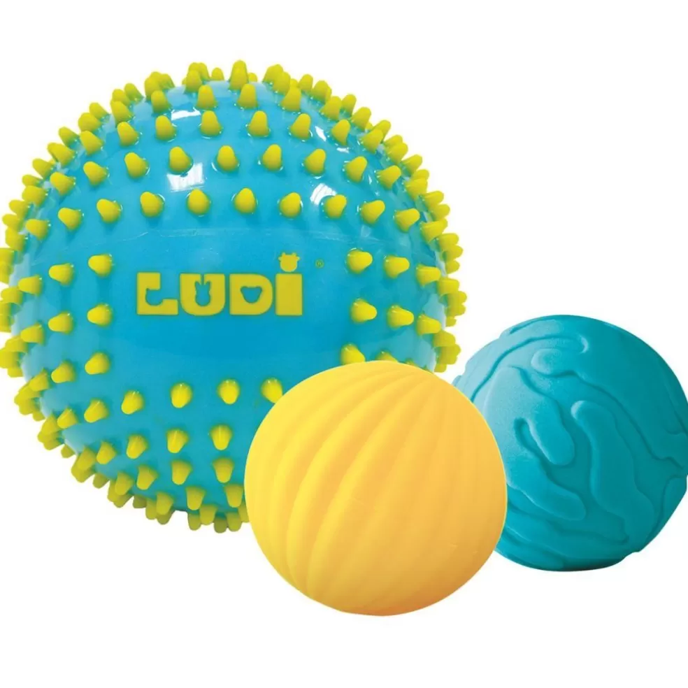 Ludi Sinterklaas Cadeau 3 - 4 Jaar* Sensorische Ballen - 2 Ballen 8 Cm, 1 Bal 15 Cm, Blauw