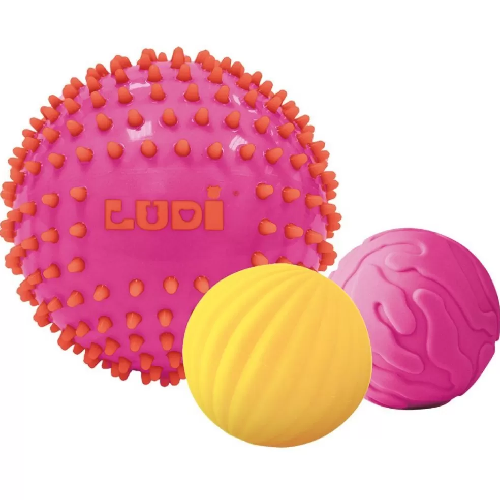 Ludi Sinterklaas Cadeau 3 - 4 Jaar* Sensorische Ballen - 2 Ballen 8 Cm, 1 Bal 15 Cm, Roze