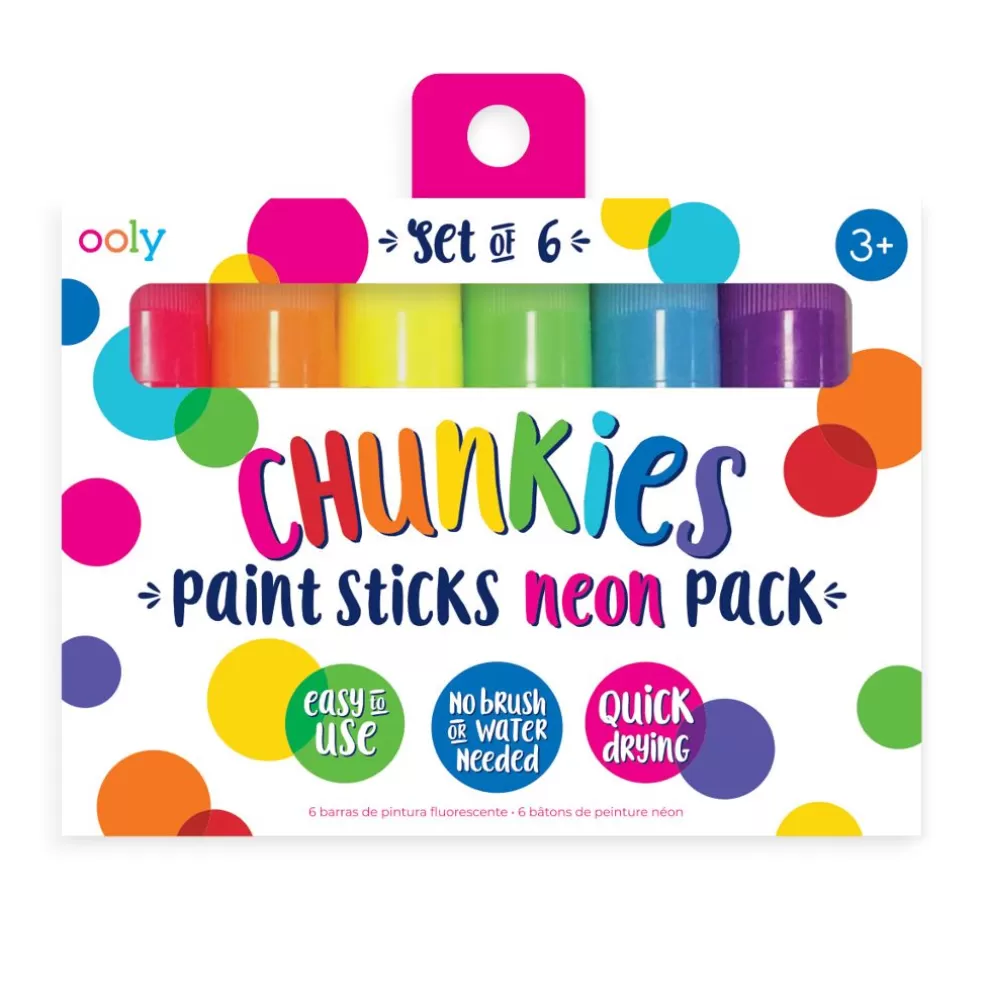 Ooly Sinterklaas Cadeau 5 - 6 Jaar* Chunkies Verf Sticks - Neon, 6 Stuks