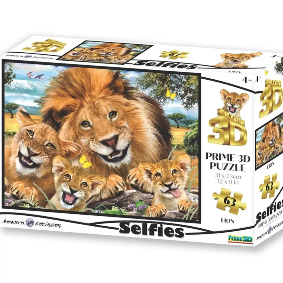 Prime3D Sinterklaas Cadeau 7 - 8 Jaar* 3D Puzzel - Leeuwen Selfie, 63 Stuks