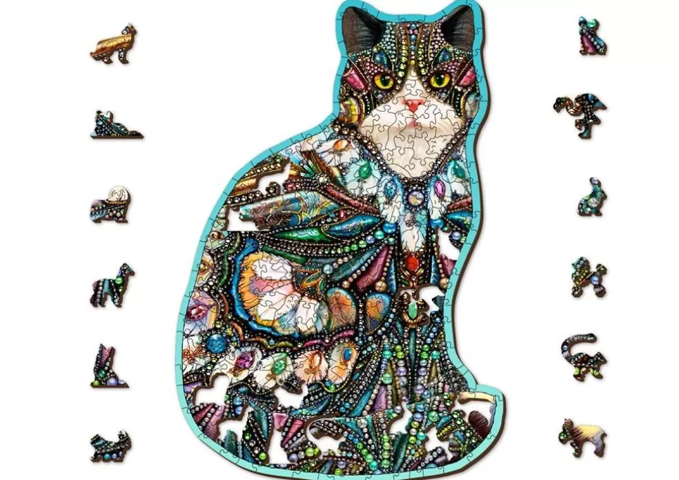 Wooden City Sinterklaas Cadeau 11 - 12 Jaar* The Jeweled Cat - Houten Puzzel ( 250 Stukjes)