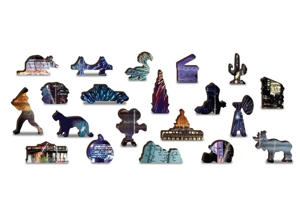 Wooden City Sinterklaas Cadeau 11 - 12 Jaar* New York By Night - Houten Puzzel ( 505 Stukjes)